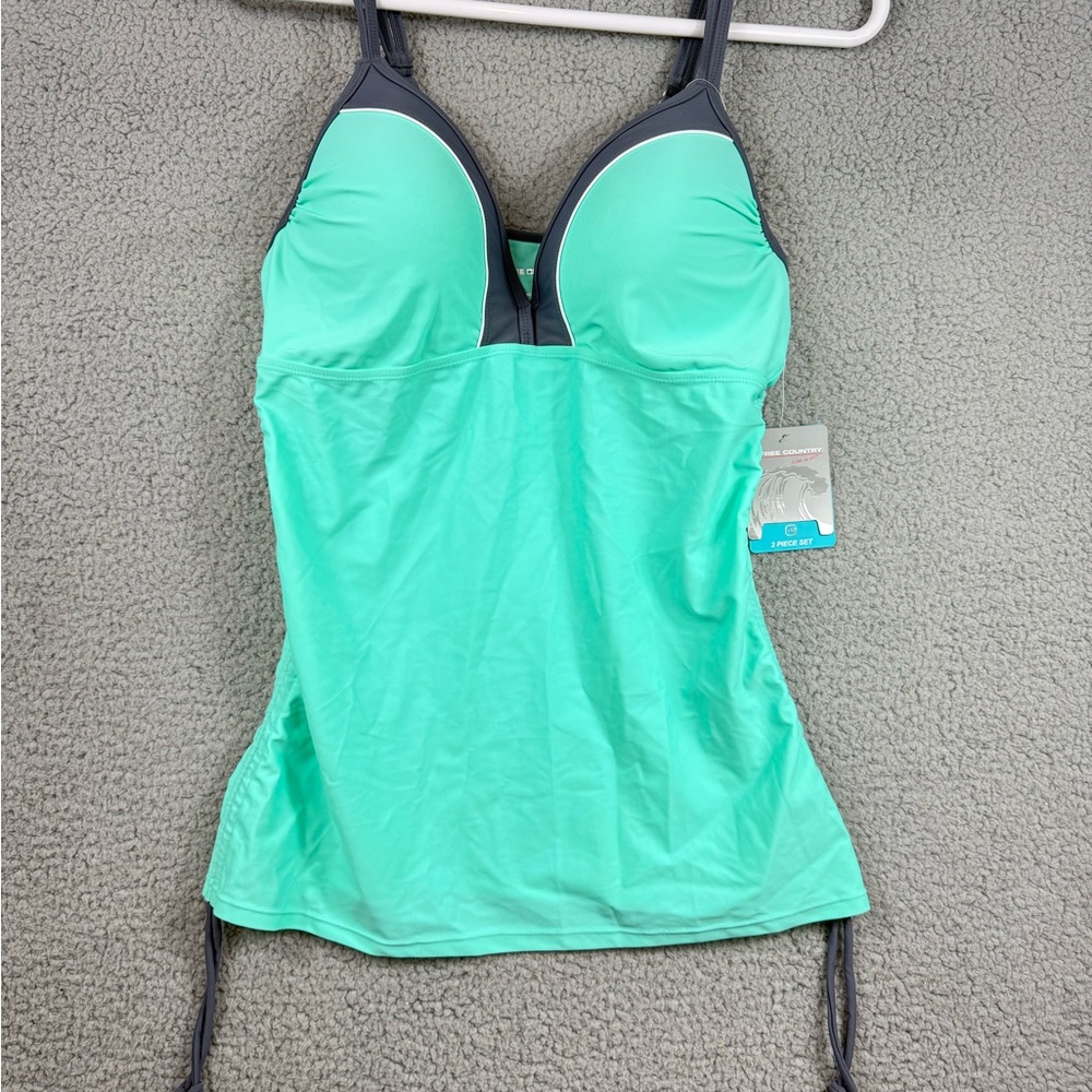 Free Country Seafoam and Gray Tankini Top ONLY